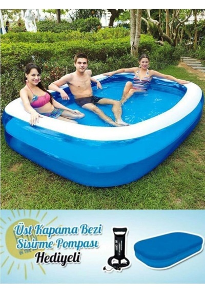 Bestway 54006 Havuz + Pompa + Havuz Örtüsü 262x175x51cm Mavi
