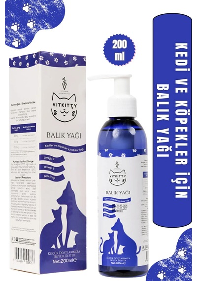 Vitkitty Kedi Ve Köpekler İçin Balık Yağı Deri Tüy  Ve Genel Sağlık 200 Ml