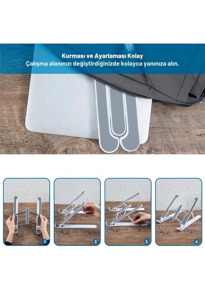 Etashop Katlanabilir Ergonomik Laptop Standı 9",15.6" Notebook Tablet Uyumlu Ayarlanabilir Yükseklik