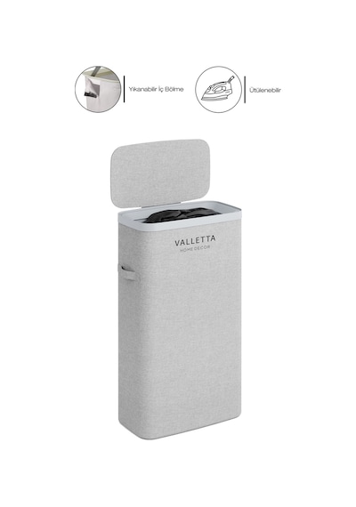 Paloma 40l Tek Yıkanabilir Bölmeli Katlanabilir Kumaş Kirli Çamaşır Sepeti Light Gray