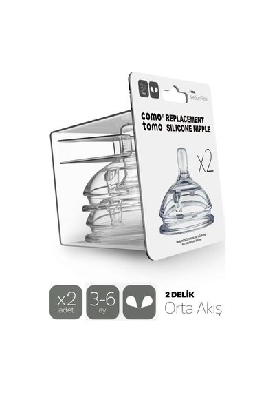 Nessiworld Comotomo Silikon 2'li Biberon Emziği Orta Akış 3-6 Ay