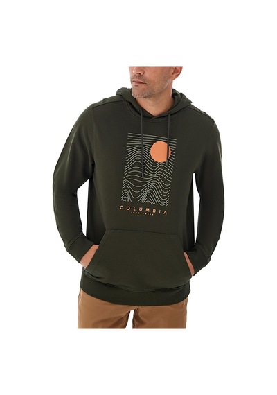 Columbia Csc Linear Drifts Erkek Kapüşonlu Sweatshirt-7524 Koyu Yeşil