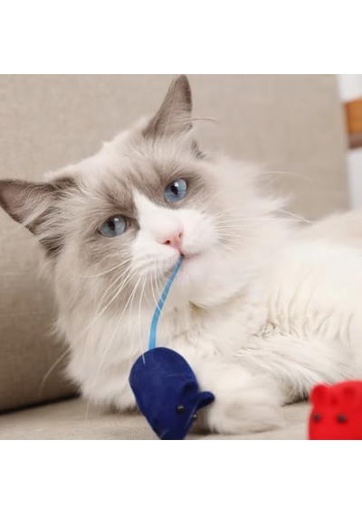 4'lü Sesli Fare Kedi Oyuncağı Seti Renkli Ve Eğlenceli Kedi Av Oyuncakları, Düdüklü Oyuncak Fare, Çiğneme Ve Oyun İçin Uygun, Etkileşimli Kedi Oyuncak Seti