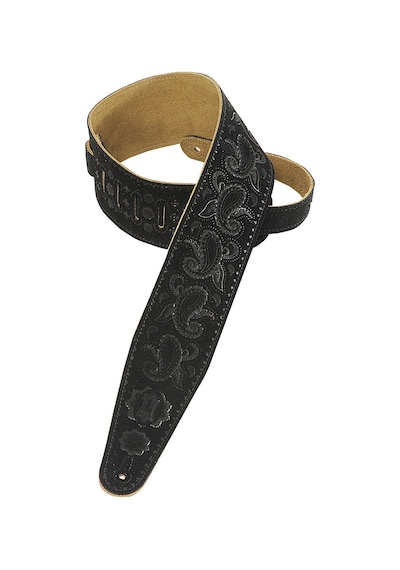 Levy's Leathers Pms44t03-blk Fırçalanmış Süetten Gitar Askısı, Şal Desenli, Siyah
