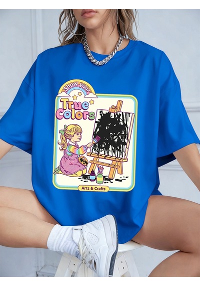Noıssey Urban Pop Graphic Kadın Tişört Koleksiyonukod 5609 Saks