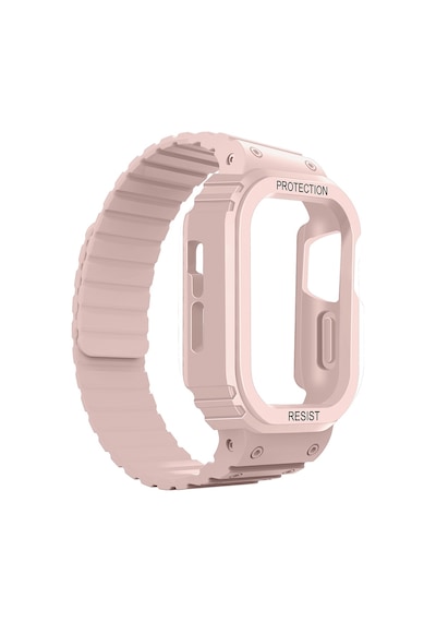 Apple Uyumlu Watch  10/11 Serisi 42mm Kordon Armour Defens Kasa Koruyuculu Silikon Band 142