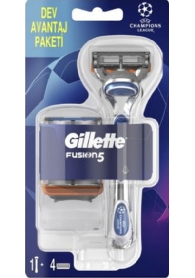 Gillette Fusion5 Tıraş Makinesi + 4 Yedek Bıçak Şampiyonlar Ligi Paketi