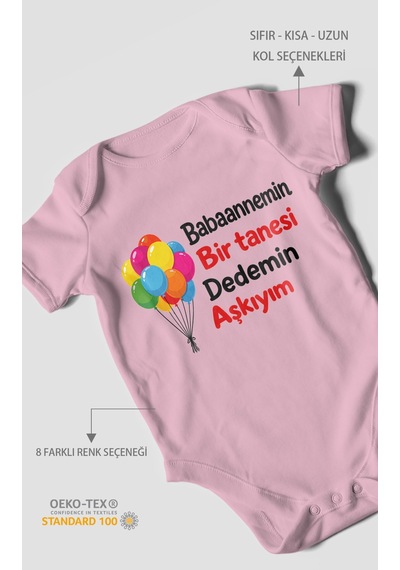 Morivokids Babaanneye Ve Dedeye Özel Kısa Kollu Bebek Body %100 Pamuk Zbn161-kk Koyu Pembe