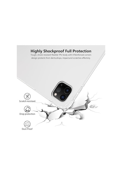Apple Uyumlu iPad  Pro 11" Inç 2024 M4 Çip Köşe Korumalı Şeffaf Silikon Kılıf Tam Kalıp A2836 A2837 A3006 Kılıf