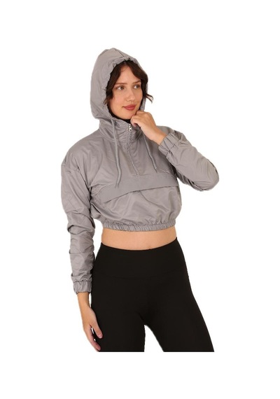 Scorp Alice Crop Kapüşonlu Kadın Sweatshirt Gri