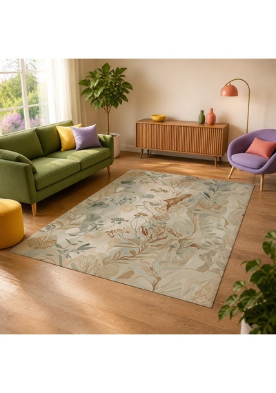Kartela Halı Botanik Halı Kaymaz Taban Makinede Yıkanabilir Halı - 80 X 120 Cm Çok Renkli