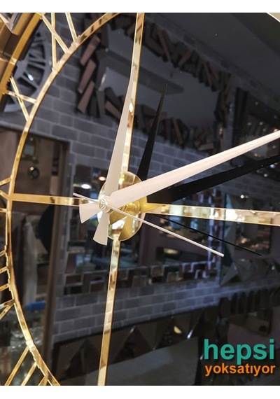 Güneş Gold Black Altın Siyah 85 Cm Dekoratif Aynalı Duvar Saati