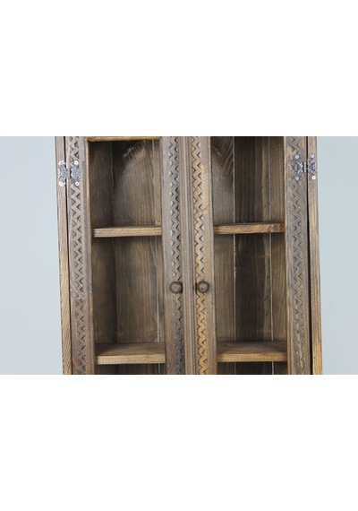 Eskitme Ahşap Ecza Dolabı 40x69x12 Cm. Siyah
