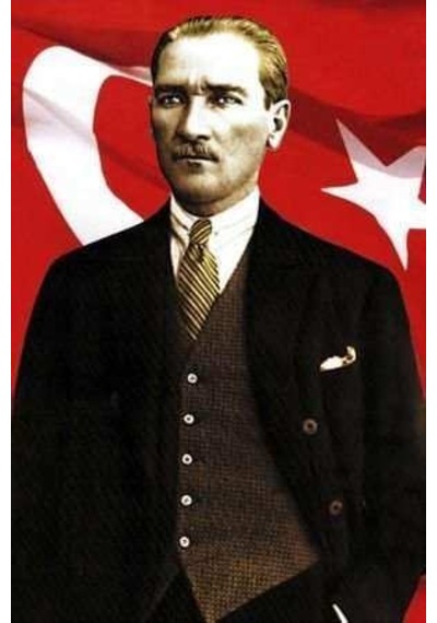 Takım Elbiseli Sivil Gazi Mustafa Kemal Atatürk - Portre- Ay Yıldız -poster Cephe Bayrak - 300x450cm 1