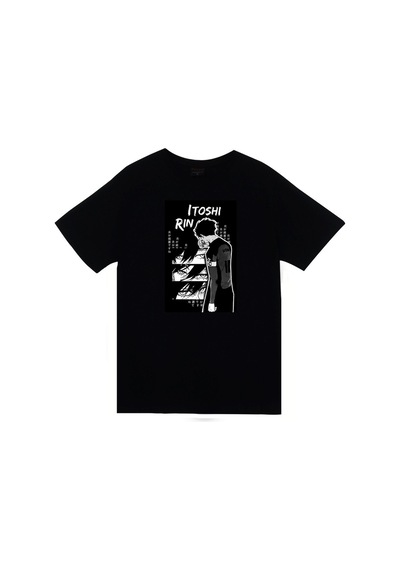 Stoned&Fame Blue Lock, Rin İtoshi Anime Baskılı Unisex %100 Pamuk Siyah T-shirt SIYAH