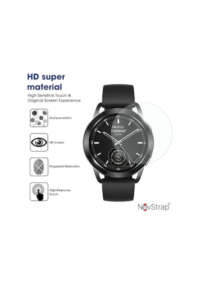 Novstrap Xiaomi Watch S3 İle Uyumlu Ekran Koruyucu 9h Sert Temperli Cam Kolay Uygulama Aparatlı