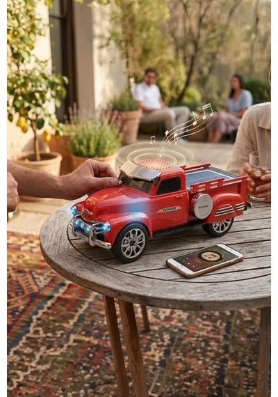 Özel Üretim Bluetooth Hoparlör Pickup D54 Kırmızı Cihaz Klasik Piknik