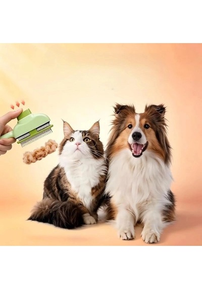 Kedi Pratik Evcil Hayvan Kıtık Açıcı Tarak Basmalı Kendi Kendine Temizlenebilen Tüy Toplama Tarağı