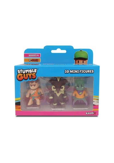 Stumble Guys 3'lü Mini Figür Seri 4 - Cave Guy - Wooly - Zarkaan The Destroyer