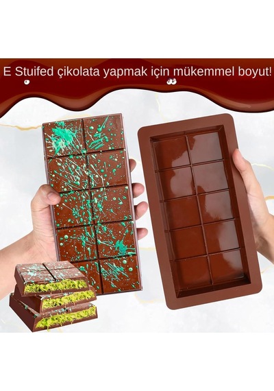 Dubai Çikolatası Kalıbı, Silikon Çikolata Kalıbı, Kadayıflı Ve Çıtır Çikolatalar İçin Kolay Çıkarma Kalıp, Esnek Ve Dayanıklı Mutfak Aksesuarı 1 Adet Çok Renkli