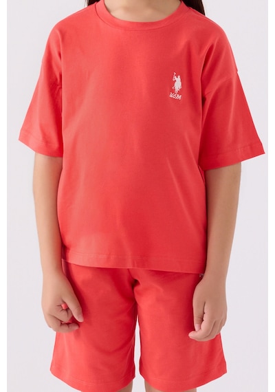 U.S. Polo Assn. U.s. Polo Assn Kız Çocuk Pembe Bermuda Takım Us1848-c-v8 Pembe
