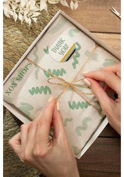 Çizgili Thank You Kargo Paketleme Sticker 3x3cm St2132 Çok Renkli