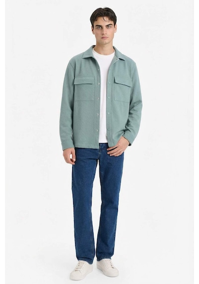 Defacto Esnek Kumaş Twill Gömlek E7689ax26spgn1175 Yeşil-gn1175
