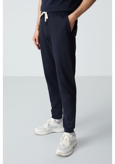 Tommy Life Lacivert Pamuklu Kalın Yumuşak Dokulu Oversize Fit Basic Erkek Eşofman Takım - 85261 Lacivert