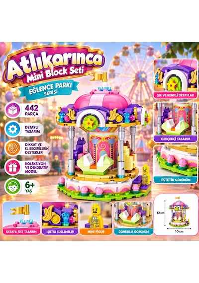 Lz-1720 Atlı Karınca 442 Parça Block Oyuncak Pembe