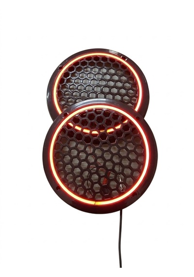 20cm Kırmızı Neon Ledli Hoparlör Kapağı