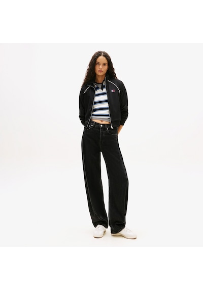 Tommy Hilfiger Jeans Badge Interlock Knit Track Kadın Siyah Ceket Dw0dw21930 Siyah