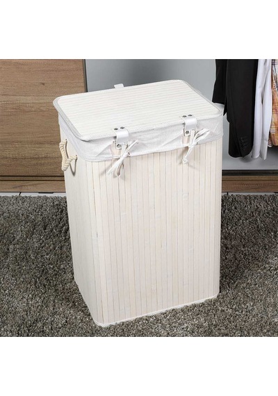 Handy Mate Bambu Çamaşır Sepeti - Beyaz Beyaz