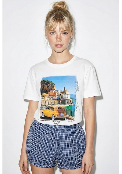 Shade Kadın Pamuk Italy Temalı Baskılı  Tasarım T-shirt 1008 60282054 - Beyaz L