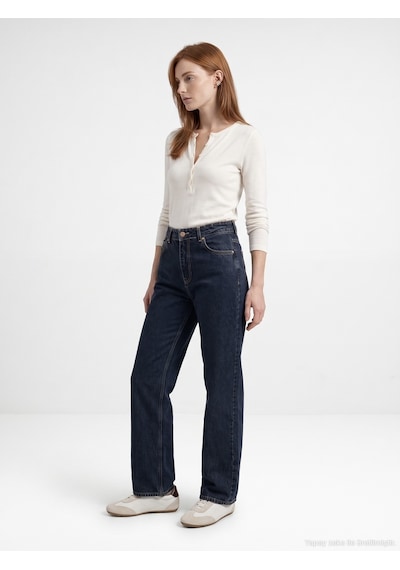 Dilvin 72369 %100 Pamuk Wide Leg Jean-lacivert