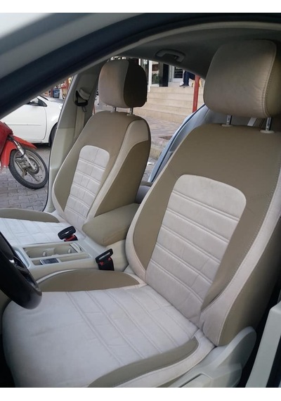 Volkswagen Passat B8 Marka Araçlarınız İçin Ortalar Krem Tay Tüyü-kenarlar Maldive Deri Koltuk Kılıfı