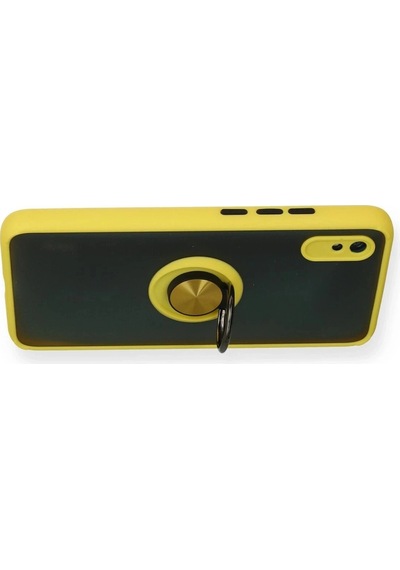 Durukar Redmi 9a Kılıf Montreal Yüzüklü Silikon Kapak - Sarı