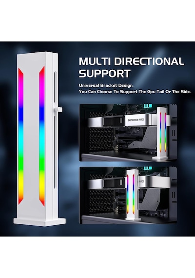 Beyaz Rgb Grafik Kartı Gpu Destek Braketi, Tek Yuvalı Kartlar, 5v 3pın Argb Led'li Destek Ekran Kartı Tutucu Braketi,