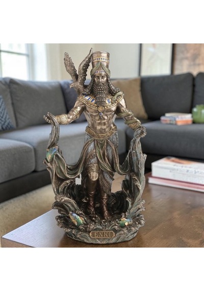 Dekoratif Enki Biblo Wise Veronese Poliresin Mezopotamya Tanrısı Figürü 23,5 Cm .