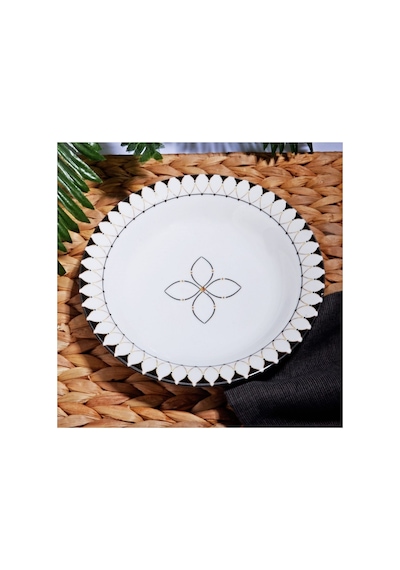 Black Drops 6 Kişilik 19cm Seramik Çukur Yemek Tabağı Tabak Seti Siyah