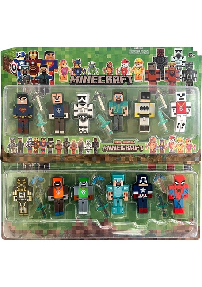 Minecraft Örümcek Adam Paw Patrol 12li Karakter Oyuncak Kılıc Kazma Seti