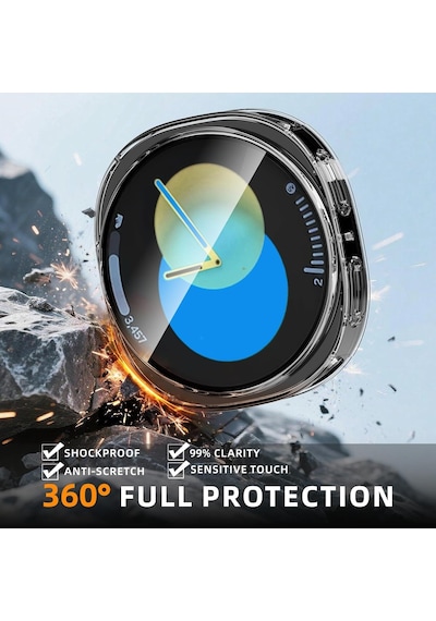 Soft-case Samsung Galaxy Watch 8 40mm İçin 360 Kasa Koruyucu Yumuşak Tpu Kılıf Dokunmatiği Ve Netliği Etkilemeyen Darbelere Karşı Galaxy Watch 8 40mm Ekran Koruyuculu Kılıf Şeffaf Çok Renkli