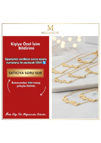 Gümüş İsimli Vav Lale Kolye - Sipariş Verdikten Sonra Soru Cevap Kısmından İstediğiniz İsimi Yazınız Lütfen Gümüş - Rodyum