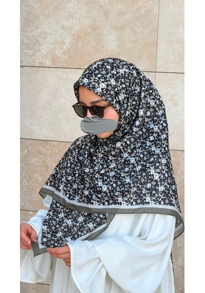 Qalortex Scarf Meyra Desen B.boy Eşarp - Siyah