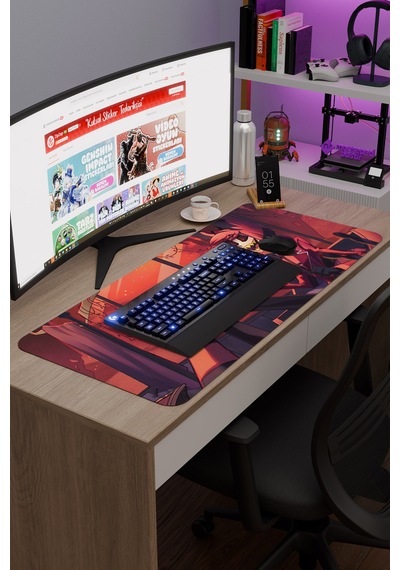 Hazbin Hotel Kaymaz Dikişli Kauçuk Oyuncu Mousepad V4 - 90x40 Xxl Gaming Mouse Pad Fare Altlığı