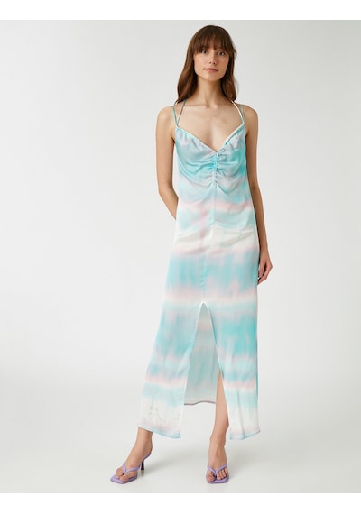 Koton V Yaka Saten Elbise Tie-die Mavi Desenli 1yak84787fw Mavi Koton V Yaka Saten Elbise Tie-die Mavi Desenli 1yak84787fw Mavi