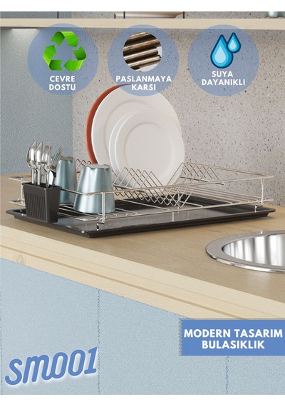 Suntel Tezgah Üstü Bulaşıklık Ve Bardaklık Gri