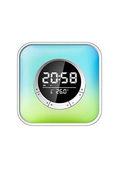 P10 Rgb Led Alarm Saat Bluetooth Hoparlör, Gece Lambası, Kablosuz Şarj Destekli Dijital Masa Saati