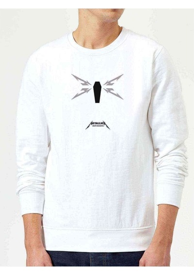 Metallica Snake Baskılı Beyaz Erkek Örme Sweatshirt