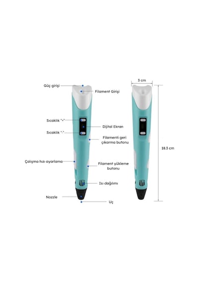 3d Kalem Yazıcı 3d Pen-2 Yeni Model 3 Boyutlu Yazıcı Kalem Seti Oled Ekranlı Adaptörlü