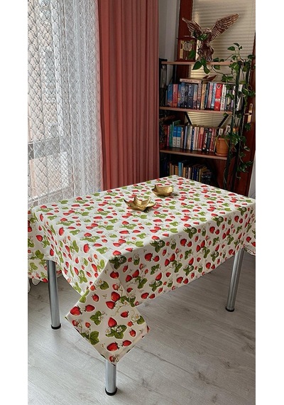 Dertsiz Masa Örtüsü Duck Keten 150 X 180 Cm Çilek Çok Renkli